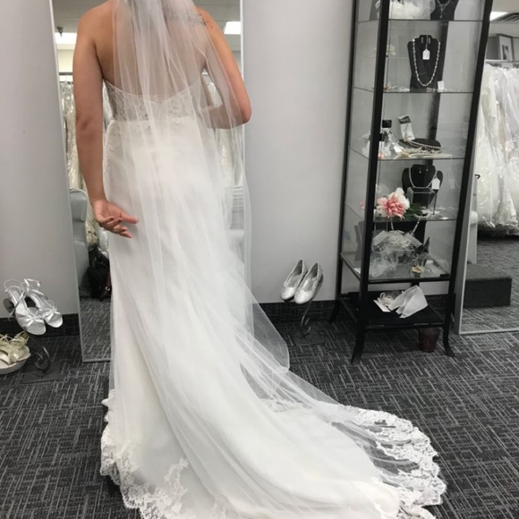 Lace Ivory Strapless Wedding Dress Size 10 - Picture 2 of 4